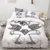 Dröm ns svart vit skalle mönster stil 3 st sängkläder set queen size quilt täcke täcker uppsättningar polyester sängkläder nya sängkläder