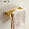 Mttuzk Festes Messing gebürstet goldener Quadrattuch Ring Schwarzer Badezimmer Handtuchhalter Wandmontiertes Handtuchregal Badzubehör