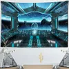 Universe Space Alien Planet SpaceCraft UFO Wall Hanging Tapestry Tyg Vägg Bakgrund Mural Yoga Beach Mat Tapiz Home Decor