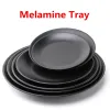 Mélamine Round Black Plastic Play Dinner Assiette Plats de nourriture Sushi Sushi Ajouter Ajouter Affaire Plateau de thé Plateau pour la vaisselle de la fête