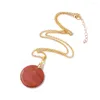 Colliers pendentiels de haute qualité pierre rouge rond Slice Shape Collier Natural Charm Femmes Clavicules Chaîne bijoux Cadeaux Drop Livraison Dhxgc