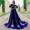 Urban Sexy Dresses Royal Blue Sweetheart Collar Long Sleeve A-Line Gold Applique Ladies Robe Elegant Ladies Prom Party Custom Luxury Evening Gown 240410