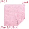 5PCS/Set Household Kitchen Towel Absorbent Thicker Double-layer Microfiber Kitchen Dishwashing Cloth cleaning cloth beige#pink