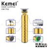 트리머 kemei t9 골드 헤어 클리퍼 프로페셔널 전기 바버 제로 제로 갭 트리머 0mm 헤어 커팅 머신 맨 USB 충전식