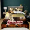 Baseball Duvet Cover Set Sports Theme Boys Kids Bedding Set 3D Baseball Bedclothes Double Queen King Size Polyester Quilt Cover