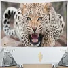 Snow Leopard Tapestry Wall Hanging Animal Psychedelic Mystery Dormitory Living Room Background Cloth Decor