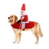 Pet Dog Cowboy Rider Costume Christmas cat garnitur strój Knight Style z lalką i kapeluszem na szczeniaku śmieszne ubrania cosplay