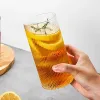 2-8pcs japonês listrado resistente ao calor Copo de vidro de água transparente Canecas de chá doméstico Drink de vinho suco de café com leite de leite quente