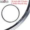 Горные велосипедные диски MTB DIY 20 дюйм 406 32 отверстия алюминиевые сплавы крепкие колеса обода обода v Тормозного кольца