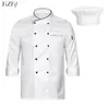 Kvinnor Män kock Uniform Kitchen Restaurant Hotel Canteen Work Jacket Waiter Baker Coat Top Baking Catering Cooking Shirt With Hat