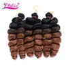 Lydia Synthetic Lose Wave 24 "Ombre Color Dancing Curly Hair Extensions Bulk Häkchen Latch Hook Braun Black Blonde
