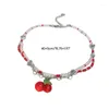 Anhänger Halsketten Y2K Red Cherry Heart Perlen Halskette Frauen Bohemian Perlen