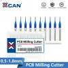 XCAN PCB Freze Kesici 0.5/0.6/0.8/1.2/1.4/1.7/1.8/2.2/2.4mm Nano Mavi Kaplamalı 1/8 Şey Mısır Mısır Kesici Uç Mill CNC Kesici