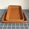 Wicker Storage Box Plastic Rattan Serving Tray Compact Keep Tidy Durable Rectangular Fruit Tea Snack Bread Basket