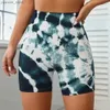 Yoga Outfits New Tie Dye Running Yoga Shorts with High Waist and Peach Hip Fitness Pants Y240410