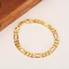 전체 클래식 피가로 쿠바 링크 체인 목걸이 팔찌 세트 14K Real Solid Gold Cloind Copper Fashion 남자 여자 Jewelr2052