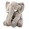 Dolls de pelúcia Bordado personalizado enchendo animal macio cinza elefante travesseiro bebê sono abraço de pelúcia bordado bebê presente j240410