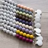 Silicone Pacifier Chain Marble Beads Metal Pacifier Clip Dummy Chain Silicone Teether Rodent Pacifier Chain Infant Nipple Holder