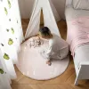 Furry Round Children's Taps for Chadow Kids Girl Girl Hairy Floor Mat décor moderne Faux Fur Blanc Blanc Small Capet dans le salon