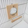 Bird Parakeet Mirror for Cage Parrot Perch Stand Wood Bird Swing Parakeet Accessories For Cockatiels Conure Finch Lovebird