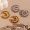 Orecchini a cerchio con tubazione zircone filo con applicazione cavave a livello vuoto a 18k gioielli placcati in argento in acciaio inossidabile Accessori in acciaio inossidabile