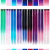 18 Clip ombre synthétique coloré dans les cheveux One Piece Long Long Raide Rainbow 22 pouces Party Highlights Extensions for Women Kids Girls