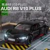 1:24 Audi R8 V10 Kids Toys Boys Diecast Alloy Model Car Miniature Metal Racing Supercar Véhicule Collectez Gift For Children Hottoy
