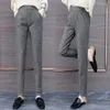 Women's Pants Woolen Autumn Winter 2024 Herringbone Pattern Tappered Casual Pantalones De Mujer