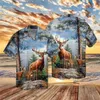 Plstar Cosmos 2022 Heiße Sommer Kurzarm-Hemden Hirschjagd und Fischen 3D-bedrucktes Hawaii-Hemd Herren lässig Strandhemd Cy-11