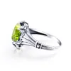 Echtes Sterlingsilber 925 Peridot Ring für Frauen Stein 8*10 mm ovales massives Vintage Neo-Gothic Jewelry Antiqued Filigree Frau