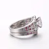 Anelli nuziali Trendy Geometric Flower Zircone Crystal for Women Enging Ring Set White Oro Color Fashion Jewelry YG014