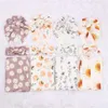 3pcs Newborn Baby Floral Print Swaddle Wrap Knotted Beanie Hat Bowknot Headband Set Infant Receiving Blanket Gifts