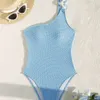 2024 Solid One Piece Swimsuit Skew Shoulder Beach Swimsuit Style Bikini Sexy Womens Bikini