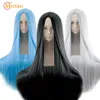 MEIFAN Synthetic Lolita Cosplay Wig Blonde Blue Red Pink Green Purple Hair for Cosplay Party 100CM Long Straight Wigs for Women 240402