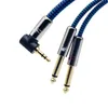 Cabo de áudio HiFi 90 graus 3,5 mm Mini Jack a Jack Dual 1/4 "TS 6.35 para PC Mobile to Mixer AMP Cabo de blindagem 1m 2m 3m 5m 8m