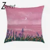 Kudde rosa solnedgång Glow Sea Beach Lanscape Swim Moon Cover Rose Plant Healing Series Japanese Anime Throw Pudow Case Shortplush