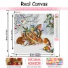 Huacan Diamond Embroidery Squirrel Tree Diamond Målning Mosaik Animal Winter Snow Cross Stitch Home Decor