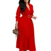 Spring African 34 Sleeve Vneck Evening Long Maxi Dress Dashiki Africa Odzież 3xl plisowa sukienki dla kobiet 240319