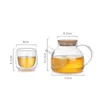 500 ml transparente Glas -Teekanne mit Doppelwandglas Kungfu Tee Tasse Home Office Blume Teekanne Kessel Getränke Geschenk Teebiefe Set Set