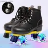 Inline Roller Skates Roller Skates Shoes Inline Skating Quad Adult Double Row Roller Shoes Patins Sliding Sneaker Beginner Microfiber Leather Shoes Y240410