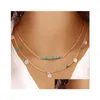 Pendant Necklaces String Tassel Bar Mtilayer Necklace Vintage Boho Turquoise Beads Pendants Long Charms Chains Drop Delivery Jewelry Dhqba