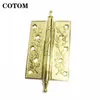 1Pc COTOM Luxury Crown Head Door Hinges Solid Brass Thick Flat Gold Fower Pattern Heavy Duty Mute Villa Gate Copper Hinge