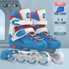 Patinadores en línea de rodillos profesionales patines en línea en línea para niños Juego de zapatillas completa de zapatillas de patinaje inicial 4 ruedas Tamaño ajustable Y240410
