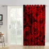 Red Rose Romatic Window Treatments Curtains Valance Curtain Lights Living Room Decor Bedroom Indoor Drapes Kids Party Decor