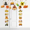 Thanksgiving Door Hanging Thanksgiving Letter Banner Turkey Cake Insert Topper Thanksgiving Maple Leaf Garland Party Decoration