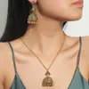 Etnik Vintage Altın Renkli Çan Püskül Takı Setleri Kadınlar Küpe Kolyesi Hint Mariage Bijoux Gelin Düğün Çingene Takı