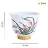 Chinese White Porcelain Teacup Coffee Cup Hand Painted Flowers Ceramic Tea Bowl Handmade Tea Set Accessories Master Cup 70ml