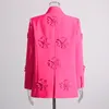 Kvinnors kostymer Fashion Sacklajacka 2024 Spring Autumn Polo krage Tunga 3D Flower Blazers Coat Loose Long Sleeve Temperament Top