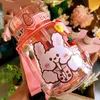 Kawaii Jumbo Bear Water Bottle For Children Girl School Söt plast Travel Milk Tea Juice Portable Gourd With Straw 3D Sticker