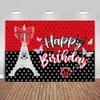 Deckbug anniversaire toile de fond rouge et noir décorations de fête de paillettes Photoshoot pour bébés filles enfants Bannière Banner Eiffel Tower Bow Decor